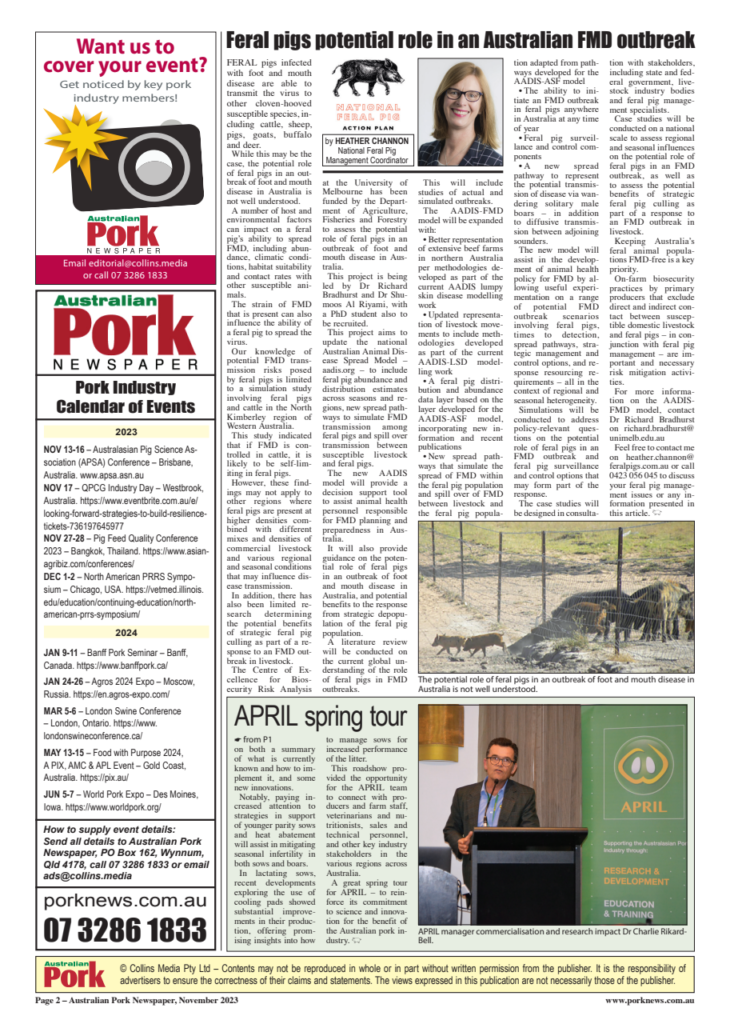 Australian Pork Newspaper The Potential Role Of Feral Pigs In An